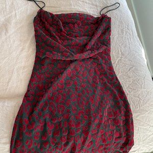 Princess Polly Motel Becky Cowl Dress Red Leopard